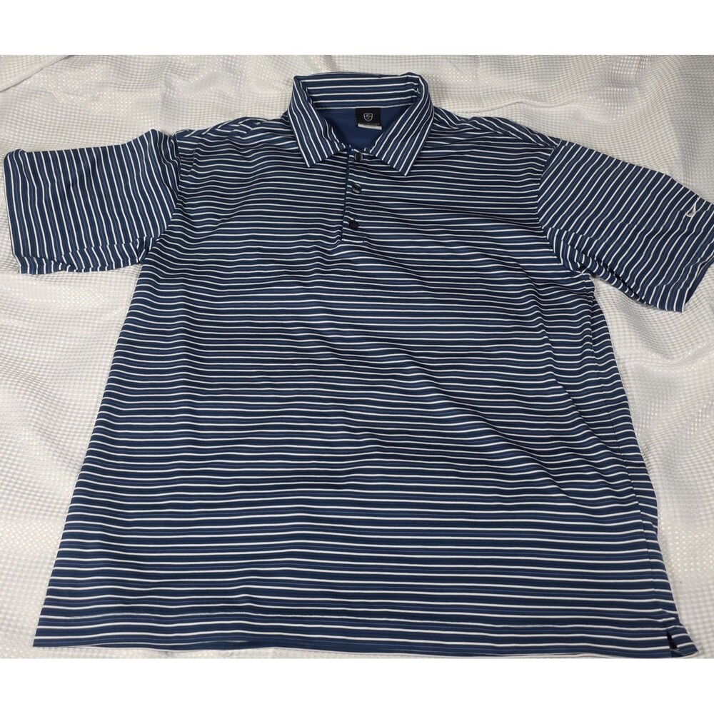 Men's Nike Golf Dri Fit UV Protection Striped Short Sleeve Polo Shirt Size L